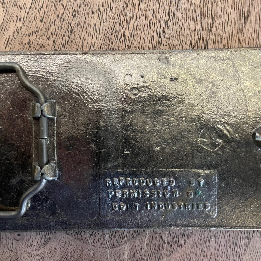 Vintage Brass Colt Revolvers "The World's Right Arm" Buckle - Picture 3 of 6